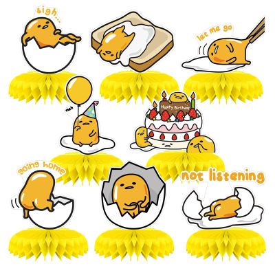 8 Pcs Lazy Egg Birthday Party Decoration, Egg Theme Honeycomb Centerpieces 3D Double Sided Table Decorations, Photo Booth Props for kids Birthday Party Supplies