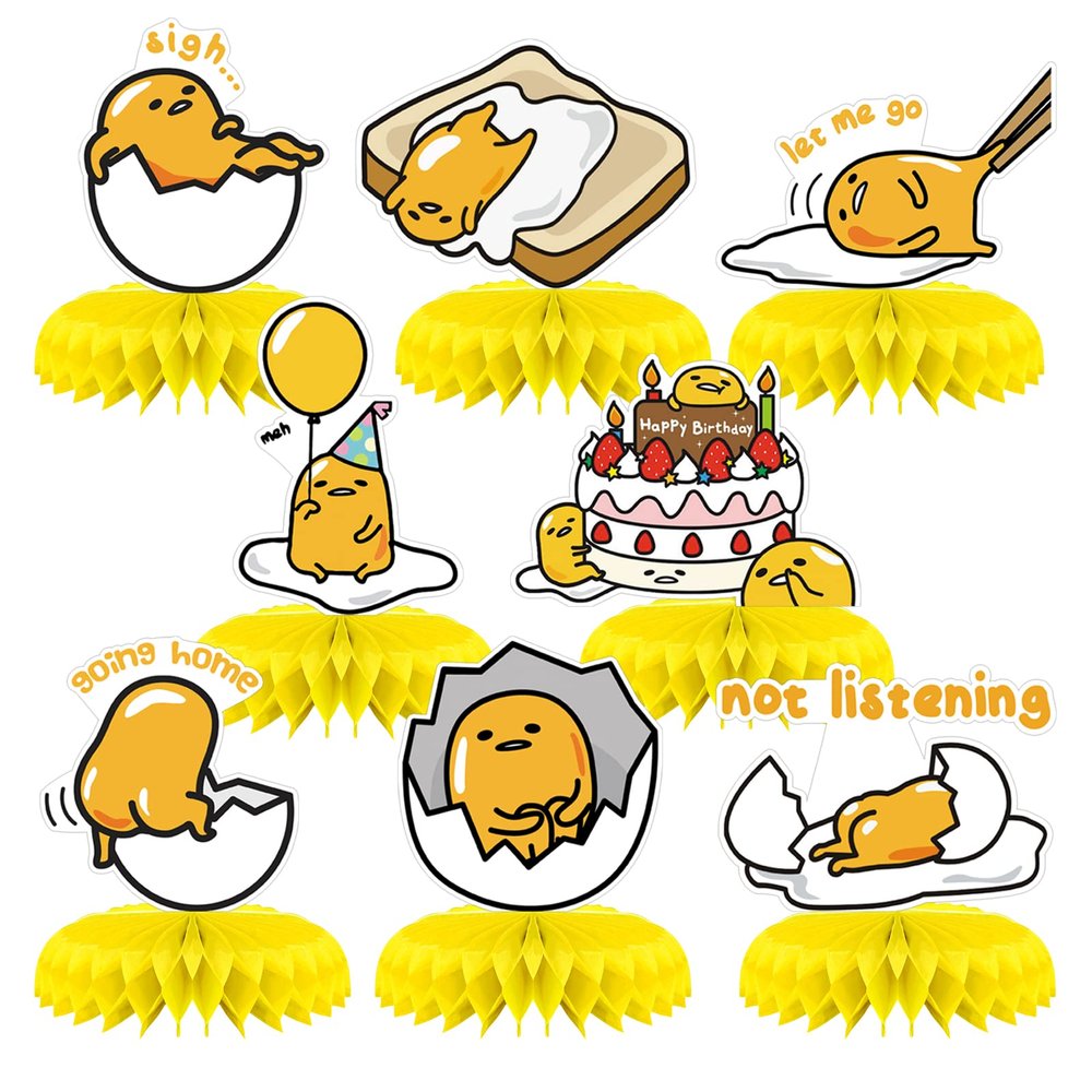 8 Pcs Lazy Egg Birthday Party Decoration, Egg Theme Honeycomb Centerpieces 3D Double Sided Table Decorations, Photo Booth Props for kids Birthday Party Supplies
