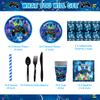 KOTLMIGHT Blue Gamer Birthday Party Decoration - 270Pcs Video Game Gaming Party Supplies For Boys Birthday Party - Table Cover, Plates, Cups, Napkins, Utensils, Stickers, Bracelets Serves 16 Guests view 2