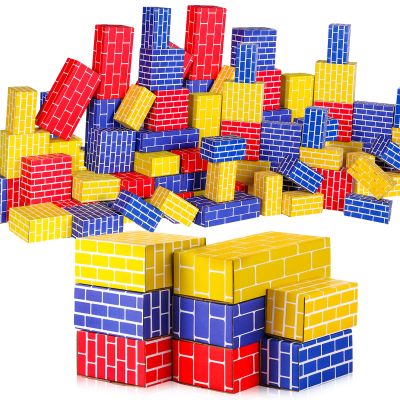 Nuanchu 60 Pcs Cardboard Building Blocks for Kids Large Jumbo Square Rectangle Thick Cardboard Pretend Bricks for Building Stacking Game(Assorted Shapes)