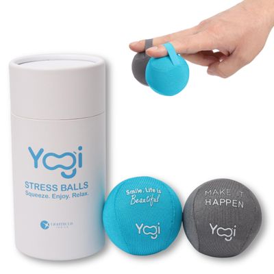 Yogi Stress Ball with Finger Grip Strap  Stress Balls for Adults & Kids, Squishy Ball Stress Relief Toy, Squeeze Ball for Anxiety, Sensory Toys & Fidget Ball for Hand Therapy