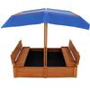 Kids Large Wooden Sandbox, Convertible Cedar Sandbox with Adjustable Canopy & 2 Foldable Bench Seats, Sand Protection, Bottom Liner - Sand Pit for Beach, Garden, Patio, Outdoor (47x47Inch) view 1