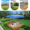 Kids Large Wooden Sandbox, Convertible Cedar Sandbox with Adjustable Canopy & 2 Foldable Bench Seats, Sand Protection, Bottom Liner - Sand Pit for Beach, Garden, Patio, Outdoor (47x47Inch) view 4