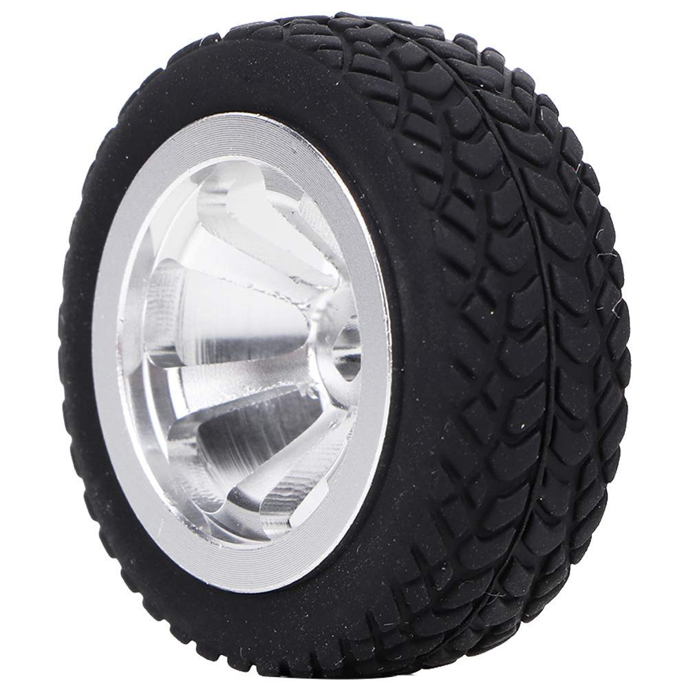 RiToEasysports RC Car Tires, 4PCS Silver Aluminum Tires for 1/28 K989-53 RC Car Model Upgrade Accessories
