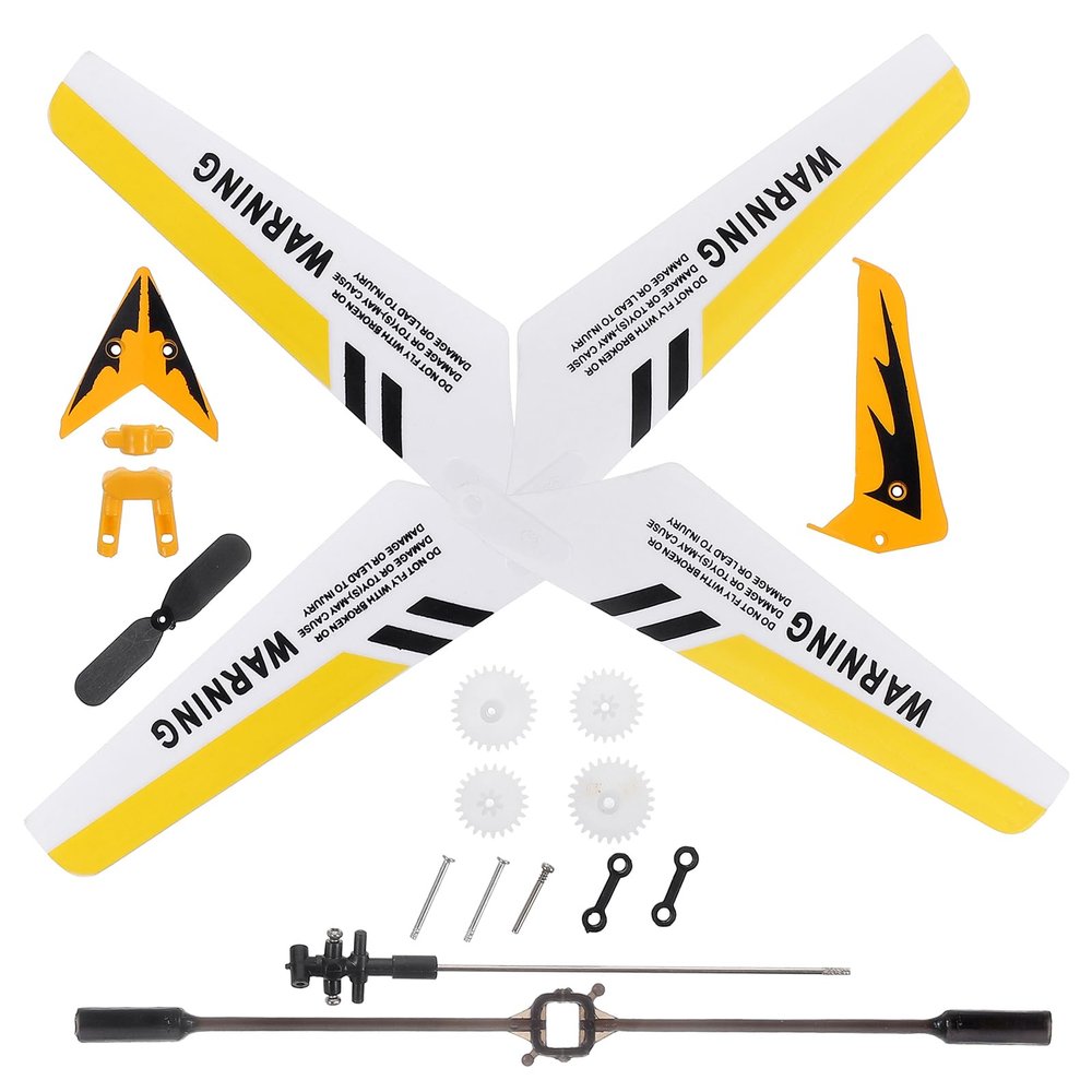 Alasum 2PCS Replacement Parts Set for S107/S107G Rc Helicopter - Blades, Tail Decorations, Balance Bar, Connect Buckle, Inner Shaft - Yellow