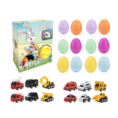 12x Pre-Filled Easter Eggs with Toys Easter Toys Colorful Filled Easter Eggs for The Holidays, Cars 22x28x8cm, Small