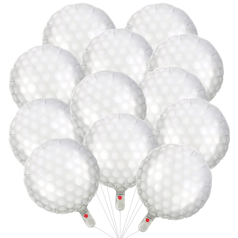 12 Pcs 18 Inch Large Golf Ball Balloons, Mylar Golf Ball Balloons for Golf Themed Birthday Party Decorations Sports Party Decorations