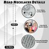 12 PCS Silver Bead Necklaces, Silver Mardi Gras Christmas Beads Necklaces, Patriotic Necklaces, 33 Inch Beaded Necklaces for Mardi Gras Christmas Party, 4th of July and New Year Eve Festive Events view 4
