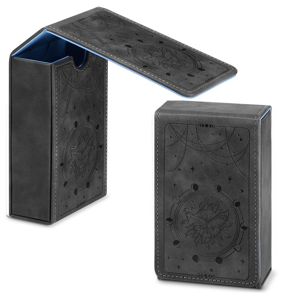 Coume PU Leather Tarot Cards Case Moon Design Playing Cards Holder Tarot Deck Protective Case for Most Standard Size Playing Gothic Oracle(Star Style)