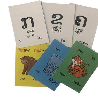 Lao Alphabet Flashcards, Lao Language Flash Cards, Language Learning Lao Consonants Flashcards