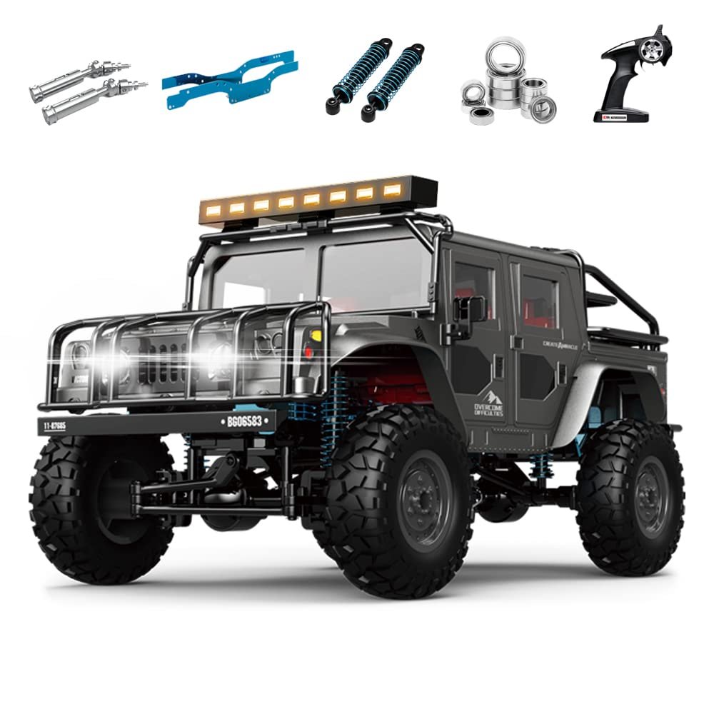The perseids 1/12 RC Crawler 4WD Off-Road RTR Truck,Military-Style 4x4 Body, Metal Chassis & Drive Shaft, 2.4GHz Remote, LED Headlights