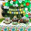 160 Pack Dinosaur Birthday Party Supplies Set Dinosaur Themed Tableware Set Dino Happy Birthday Plates, Plate, Napkins Dino T-Rex Party Decoration Serves 40 view 3