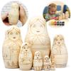 Blank Nesting Dolls Set 7 pcs for Painting and Decorating  Unpainted Wooden Matryoshka Dolls with Pre-Drawn Contours  DIY Art Craft Project view 1