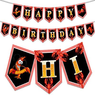 Crawfish Boil Themed Birthday Banner for Kids and Adults, Crawfish Party Supplies and Decors, Summer Crawfish Party Indoor and Outdoor Decorations, Crawfish Theme Birthday Party Celebration Sign