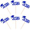 Cyodoos 24 Pcs graduation cupcake toppers 2026, Food/Appetizer Picks For Graduation Party Mini Cake Decorations, 2026, Cupcake Toppers(Blue) view 3