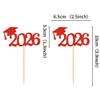 Cyodoos 24 Pcs graduation cupcake toppers 2026, Food/Appetizer Picks For Graduation Party Mini Cake Decorations, 2026 Cupcake Toppers(Red) view 2