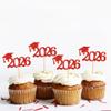 Cyodoos 24 Pcs graduation cupcake toppers 2026, Food/Appetizer Picks For Graduation Party Mini Cake Decorations, 2026 Cupcake Toppers(Red) view 4