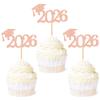 Cyodoos 24 Pcs graduation cupcake toppers 2026, Food/Appetizer Picks For Graduation Party Mini Cake Decorations, 2026, Cupcake Toppers(Rose gold) view 1