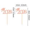Cyodoos 24 Pcs graduation cupcake toppers 2026, Food/Appetizer Picks For Graduation Party Mini Cake Decorations, 2026, Cupcake Toppers(Rose gold) view 2