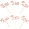 Cyodoos 24 Pcs graduation cupcake toppers 2026, Food/Appetizer Picks For Graduation Party Mini Cake Decorations, 2026, Cupcake Toppers(Rose gold) view 3