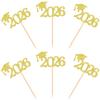 Cyodoos 24 Pcs Graduation Cupcake Toppers 2026, Food/Appetizer Picks For Graduation Party Mini Cake Decorations, 2026 Cupcake Toppers(Gold) view 3