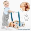 PairPear Wooden Baby Walker with Blocks & Brake  Montessori Push Cart, Adjustable Speed, Anti-Slip Wheels, Gift for 1-3 Y Boys & Girls view 2