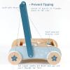 PairPear Wooden Baby Walker with Blocks & Brake  Montessori Push Cart, Adjustable Speed, Anti-Slip Wheels, Gift for 1-3 Y Boys & Girls view 3
