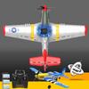 Ssccgym 3-Batteries P-51 Mustang Medium Remote Control Combat Warplane Aircraft Fixed Wing Hollow Cup Motor RC Aircraft Full-Function for Beginners Professional Blue/Red view 1