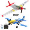 Ssccgym 3-Batteries P-51 Mustang Medium Remote Control Combat Warplane Aircraft Fixed Wing Hollow Cup Motor RC Aircraft Full-Function for Beginners Professional Blue/Red view 4