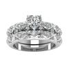 Women 2PCS Inlaid Zircon Proposal Rings Set Heart Shaped Simulated Diamond Elegant Ring Bridal Wedding Band (Sliver, 8) view 1
