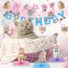 16 Pcs Cat Birthday Party Supplies, Cat Party Decorations, Kitten Birthday Party Decorations Includes 1 Cat Happy Birthday Banner, 6 Cat Hanging Cutouts, 6 Hanging Swirl Decorations and 3 Birthday Honeycomb Centerpieces for Cat Themed Birthday Party  view 2