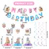 16 Pcs Cat Birthday Party Supplies, Cat Party Decorations, Kitten Birthday Party Decorations Includes 1 Cat Happy Birthday Banner, 6 Cat Hanging Cutouts, 6 Hanging Swirl Decorations and 3 Birthday Honeycomb Centerpieces for Cat Themed Birthday Party  view 4
