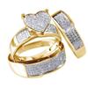 3PCS CZ Simulated Diamond Set Women Engagement Rings Heart Shape Wedding Bands Anniversary Ring (Gold, 10) view 1