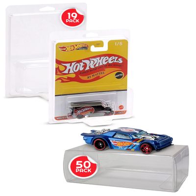 EVORETRO Clamshell Protector Bundle for Hot Wheels Pop Culture Series (0.60MM, Pack of 19) and Loose Die Cast Cars (0.45MM, Pack of 50) Plastic Display Case for Vintage Car Collections