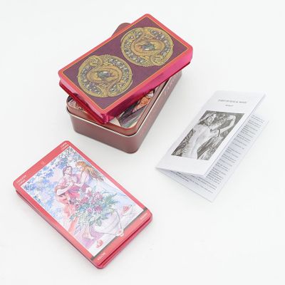 Jayiaine 78 Tarot Cards with Instruction, Waterproof, Anti-Wrinkle, Waite Tarot Cards, Deck with Exquisite Iron Box for Birthday Holiday Family Party Play Card Game,A