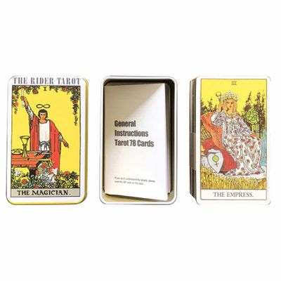 Jayiaine 78 Tarot Cards with Instruction, Waterproof, Anti-Wrinkle, Waite Tarot Cards, Deck with Exquisite Iron Box for Birthday Holiday Family Party Play Card Game,C