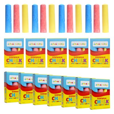 4E's Novelty 12 Boxes Sidewalk Chalk Individually Wrapped Party Favors for Kids Bulk, 3 Jumbo Sticks In Each Box, Easter Basket Stuffers, Goodie Bag Fillers Toddlers Summer Gift Toy