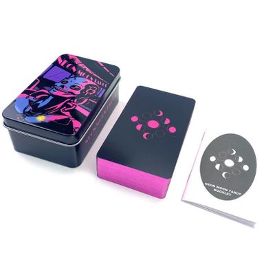 Jayiaine 78 Tarot Cards with Instruction, Waterproof, Anti-Wrinkle, Waite Tarot Cards, Deck with Exquisite Iron Box for Birthday Holiday Family Party Play Card Game,E