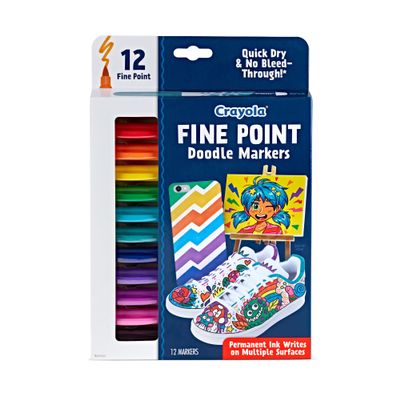 Crayola Fine Point Markers (12ct), No Bleed Fine Tip Markers for Adult Coloring, Art Marker Set, Calligraphy & Drawing Art Supplies