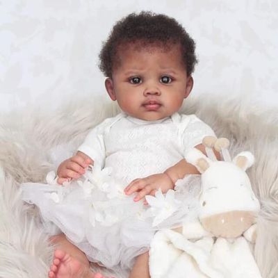 Pinky Reborn Baby Dolls Girl 22 Inch Soft Weighted Body Realistic Newborn Baby Dolls Biracial African American Reborn Doll Toddler Toy Gifts for Age 3+