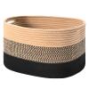 HOMHOLDON Cotton Rope Storage Baskets for Organizing 1Pack 15"x10"x9" Woven Baskets for Storage,Shelf Baskets Cube Storage Bins Towel Baskets for Bathroom,Toys Baskets Nursery Basket Laundry Baskets(Black/Brown) view 1