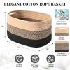 HOMHOLDON Cotton Rope Storage Baskets for Organizing 1Pack 15"x10"x9" Woven Baskets for Storage,Shelf Baskets Cube Storage Bins Towel Baskets for Bathroom,Toys Baskets Nursery Basket Laundry Baskets(Black/Brown) view 2