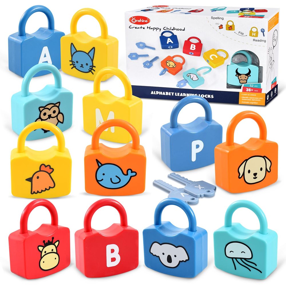 YYDeek Alphabet Learning Toys, Lock and Key Toddler Toy for Ages 2-4, Preschool Learning Activities, Kindergarten Classroom Must Haves, ABC Montessori Toys for 3 Year Old