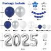 Graduation Decorations Class of 2025: Navy Blue and Silver Graduation Balloon Arch Garland Kit and Silver Confetti Balloons Congrats Grad Banner 2025 Foil Balloon view 2