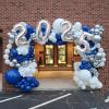 Graduation Decorations Class of 2025: Navy Blue and Silver Graduation Balloon Arch Garland Kit and Silver Confetti Balloons Congrats Grad Banner 2025 Foil Balloon view 4