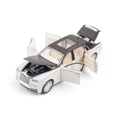 Alloy Collectible Rolls-Royce Phantom Model Toy Car, 1/32 Scale Diecast Car Model Pull Back Vehicles Phantom Toy with Sound & Light, Car Logo Can be Folded