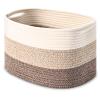 HOMHOLDON Cotton Rope Storage Baskets for Organizing 1Pack 15"x10"x9" Woven Baskets for Storage,Shelf Baskets Cube Storage Bins Towel Baskets for Bathroom,Toys Baskets Nursery Basket Laundry Baskets(White/Brown) view 1