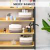 HOMHOLDON Cotton Rope Storage Baskets for Organizing 1Pack 15"x10"x9" Woven Baskets for Storage,Shelf Baskets Cube Storage Bins Towel Baskets for Bathroom,Toys Baskets Nursery Basket Laundry Baskets(White/Brown) view 3