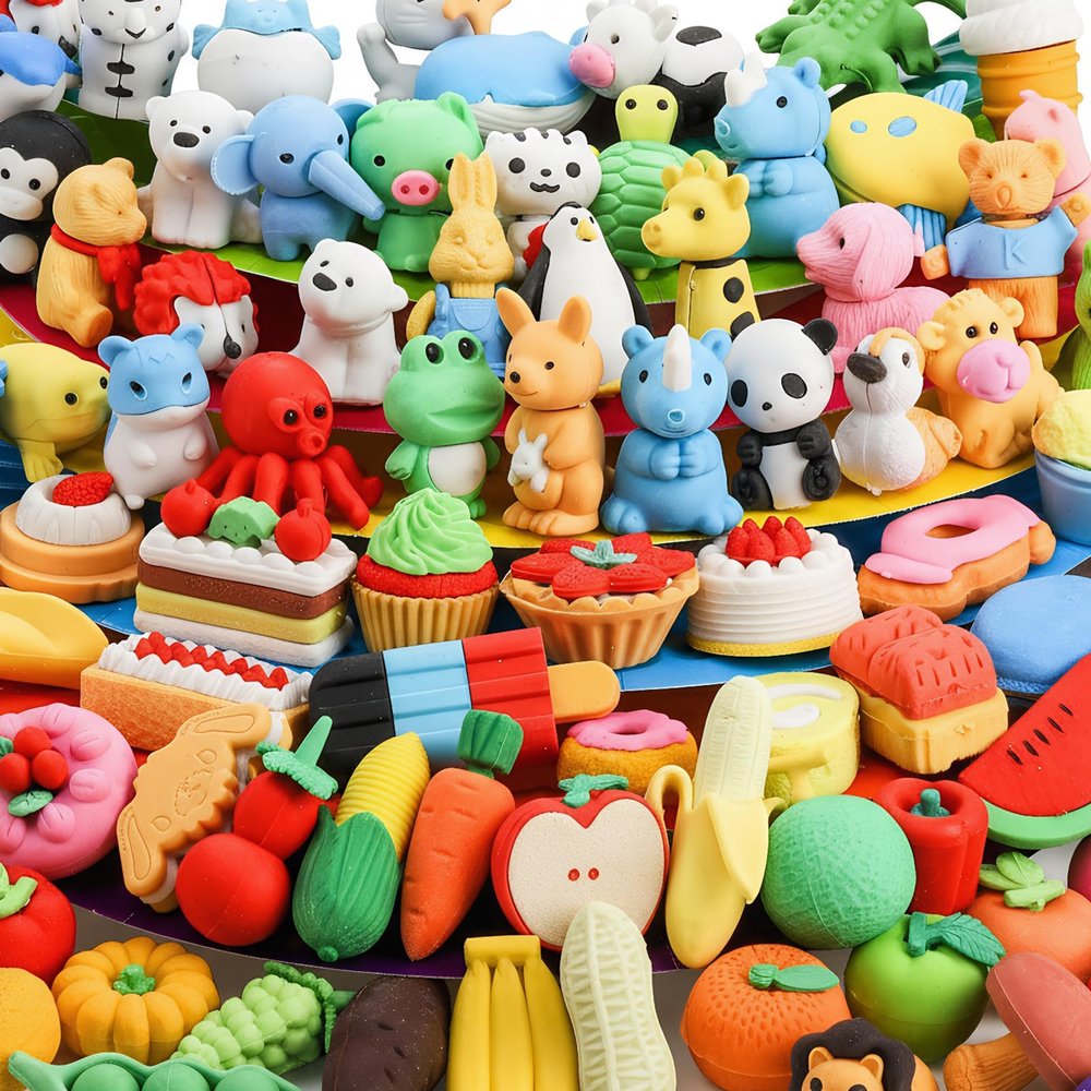 Nicunom 125 Pcs Animal Erasers for Kids, Desk Pets Mini Pencil Erasers Puzzle Eraser Bulk 3D Cute Erasers for Classroom Prizes School Supplies Party Favors Toys Gifts Fillers