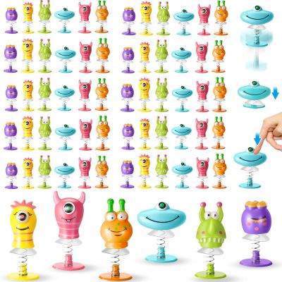 Deekin 60 Pieces Big Eye Animal Spring Launcher Toys - 6 Styles Jumping Bouncy Spring Party Favors for Boys Girls, Classroom Prizes Return Easter Gifts Goodie Bag Fillers